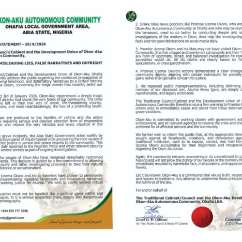 Okon-Aku Issues Srong Warning To Hirelings Over Community Crisis, Assure Legal Action in Due Course